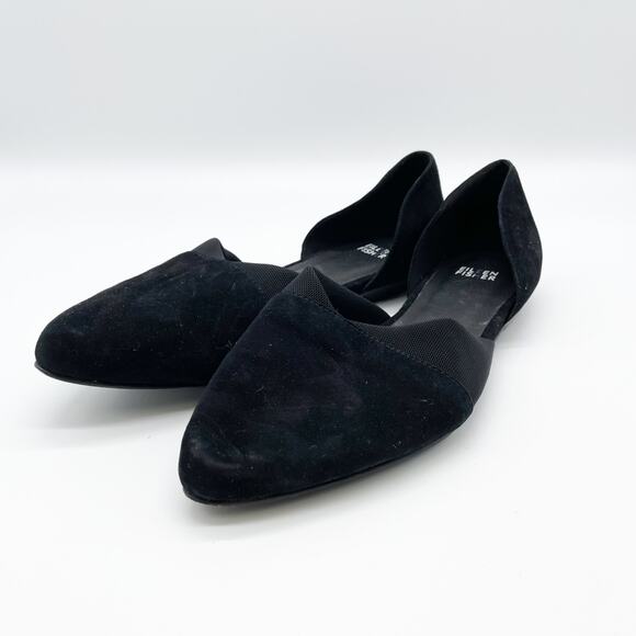 Eileen Fisher Women's Black D'Orsay Flats Suede Mesh Pointed Toe Black Size 10 - Picture 1 of 9